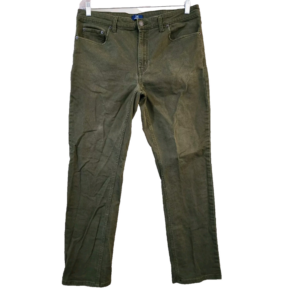 George Mens Straight Leg Jeans Size 34 X 32 Mossy Green Stretch